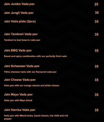 Jugaadi Adda menu 