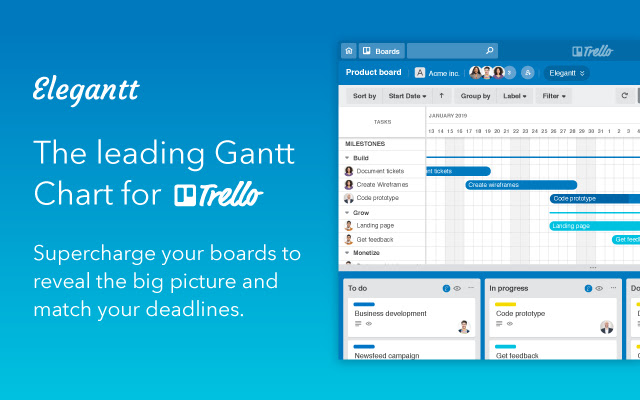 Elegantt | The leading Gantt Chart for Trello chrome extension