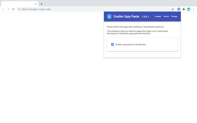 Enable Copy Paste chrome extension
