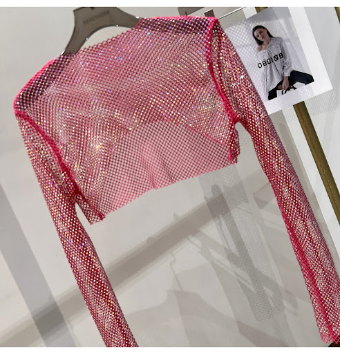 Title 2, Colored Diamond Short Top Mesh. This stylish me...