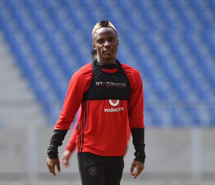 New Orlando Pirates striker Kudakwashe Mahachi during a training session at Orlando Stadium on July 17 2018.