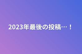 2023年最後の投稿…！