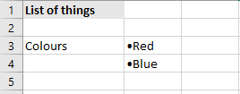 Press ALT+7 or ALT+9 to insert a bullet point in Excel