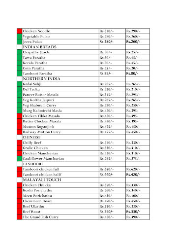 SP Grand Days menu 