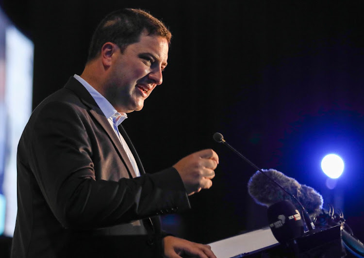 Cape Town mayor Geordin Hill-Lewis announces the city's 300MW procurement programme at the Solar Power Africa conference at Cape Town International Convention Centre on February 16 2022. Picture: ESA ALEXANDER