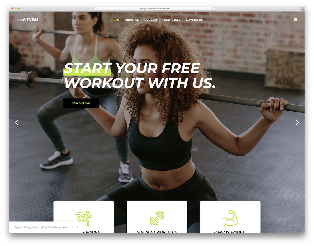 bridge, le meilleur thème de fitness wordpress