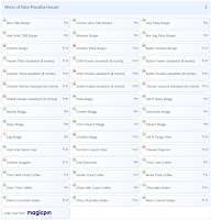 New Paratha House menu 2