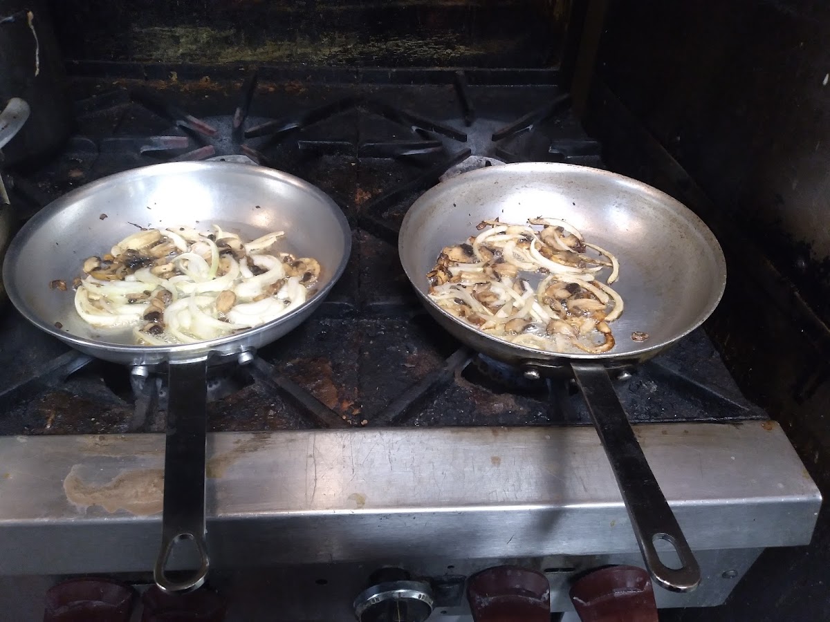 Chicken Malibu fried in a pan to prevent cross contamination!