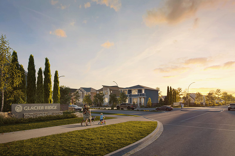 Glacier Ridge digital rendering. A new homes community in NW Calgary, AB