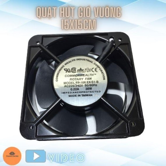 Quạt Hút Gió 15X15Cm Rotary Fan 220V , Vuông 15X15X5 Hút Mùi Tản Nhiệt Thông Gió