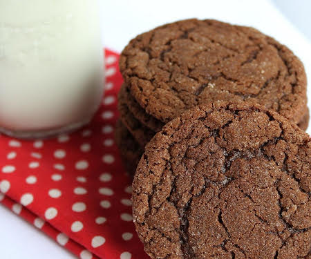 These are the perfect chocolate fudge cookie. They're easy to throw together with simple ingredients. Be sure to serve with milk.