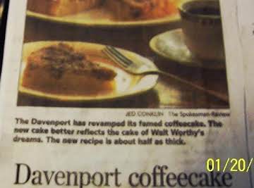 THE FAMOUS DAVENPORT HOTEL'S COFFEECAKE  RECIPE