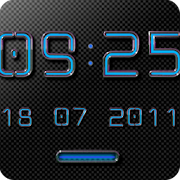 NEON BLUE Digital Clock Widget