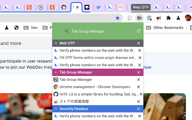 Tab Group Manager chrome extension