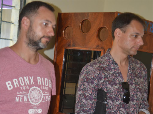 Zerbin Waldemar and Wectabe Shestavets when they appeared before a Shanzu court on Thursday, January 24, 2019. /MALEMBA MKONGO