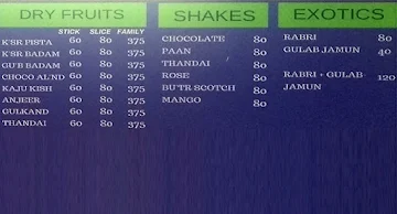 Bombay Kulfis menu 