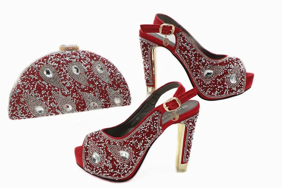 Fashion Party Štikle Peep Toe Cipele sa Usklađenom Torbom Elegantan Set za Žene Za Svečane Prilike Kombinacija Cipele i Torba