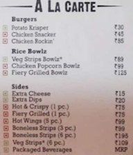 KFC menu 2