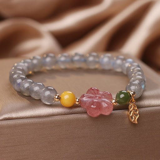 Title 1, Niche Gray Moonstone Bracelet for Women, Elegan...
