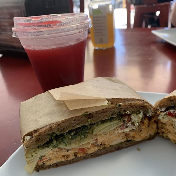 Pesto chicken goat cheese artichoke sundried tomato panini