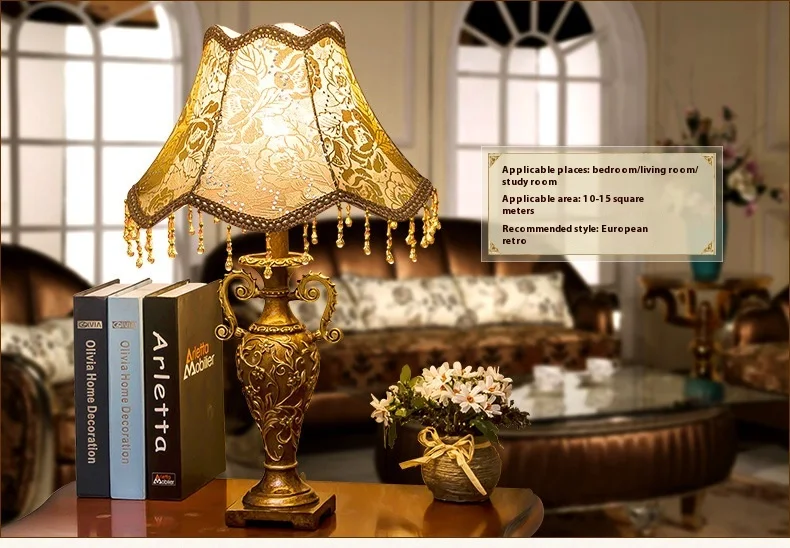 Title 18, European Retro Table Lamp for Bedroom or Weddin...