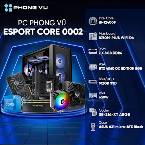 PC PV x GAM Esport Core 0002 Intel Core i5-12400F/16GB/512GB SSD/ GeForce RTX 4060