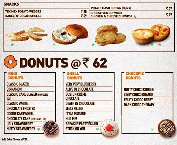 Dunkin' menu 