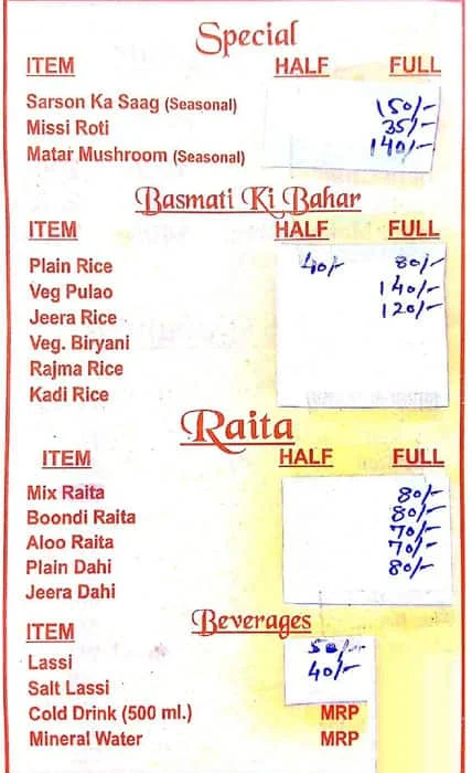 Kakke Ka Dhaba menu 