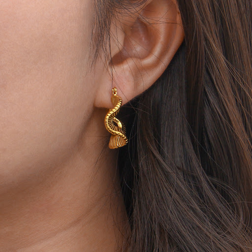 Title 5, Unique Alien 18K Gold Plated Earrings For Women...