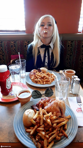 time for lunch at swiss chalet in Toronto, Canada 