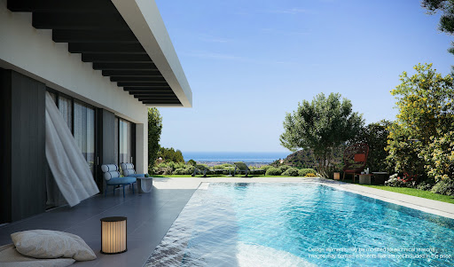 Luxury villa for sale in Mijas (Spain) - Modern terrace with swimming pool and sea view