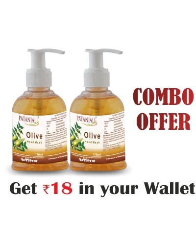 Patanjali Combo- Olive Hand Wash 175 Ml(Pack Of 2)- Rs 18 Off - 350 ml