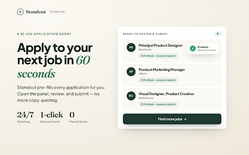 Standout: Instant Job Match & Apply with AI-Tailored Resume & Cover Letters screenshot 1