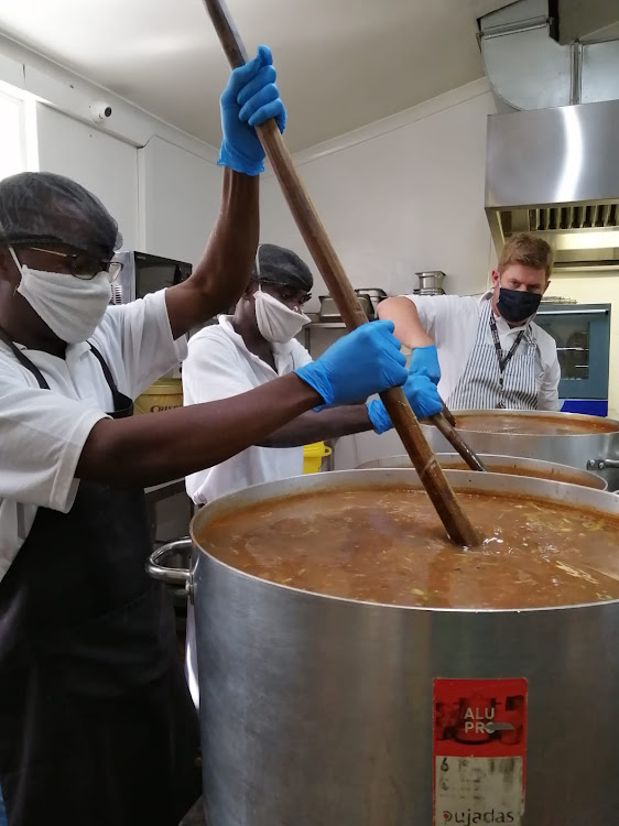 Antonie Du Toit's catering company kitchen has been running at full steam since the lockdown came into effect. Everyday he and his team produces hundreds of litres of soup.
