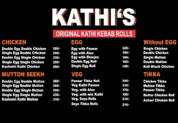 Kathi's Original Kathi Kababa Roll menu 