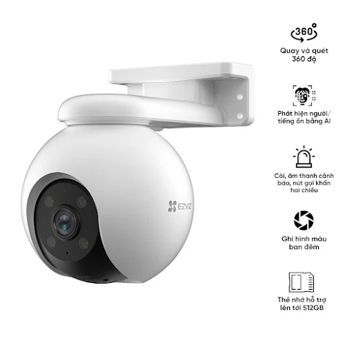 Camera WIFI quay/quét ngoài trời EZVIZ CS-H8 Pro 3K (AI, 5MP, Color, LAN)