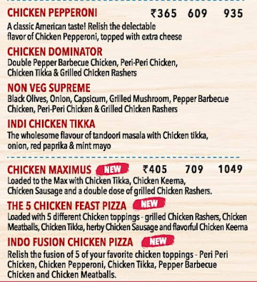 Domino's Pizza menu 