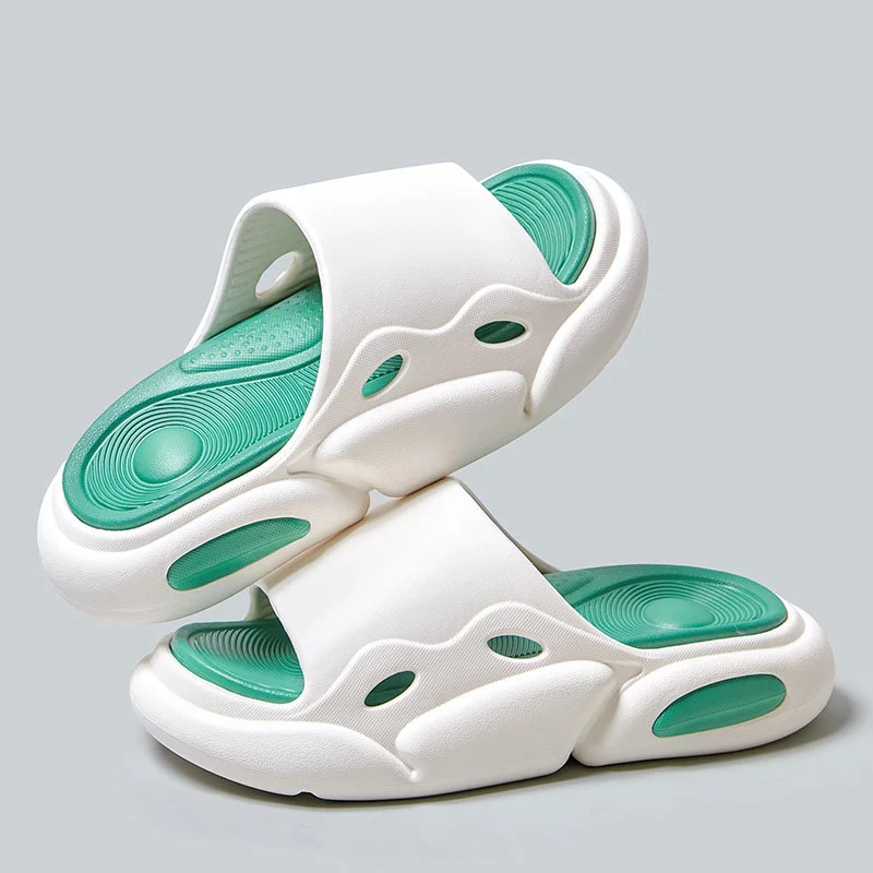 Chinelos bicolores femininos para casal, sola grossa, sapatos de casa e chão internos e externos, para verão, lazer, praia, para mulheres e homens