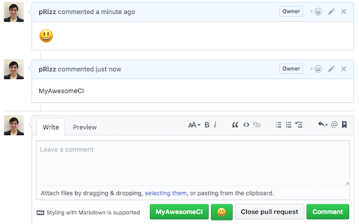 GitHub One Click Comment