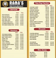 Rana's Restaurant menu 2