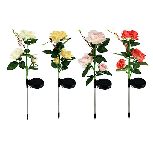 Title 8, Outdoor Landscape Solar Rose 3-head Courtyard G...