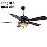 Quạt Trần Đèn Led 5 Cánh Gỗ Tân Cổ Điển Pháp, Quạt Trần Đẹp Trang Trí Phòng Khách Có Điều Khiển Từ Xa