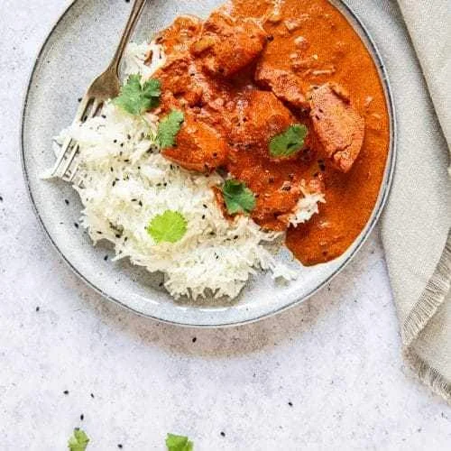 Butter Chicken [250 Ml] With White Rice And Chicken Kabab [Half]