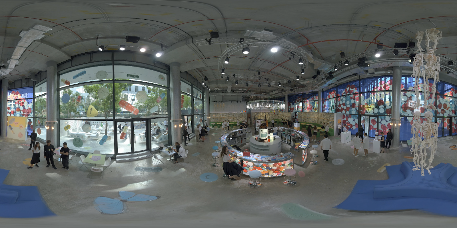 Panorama shot of an indoor area. 