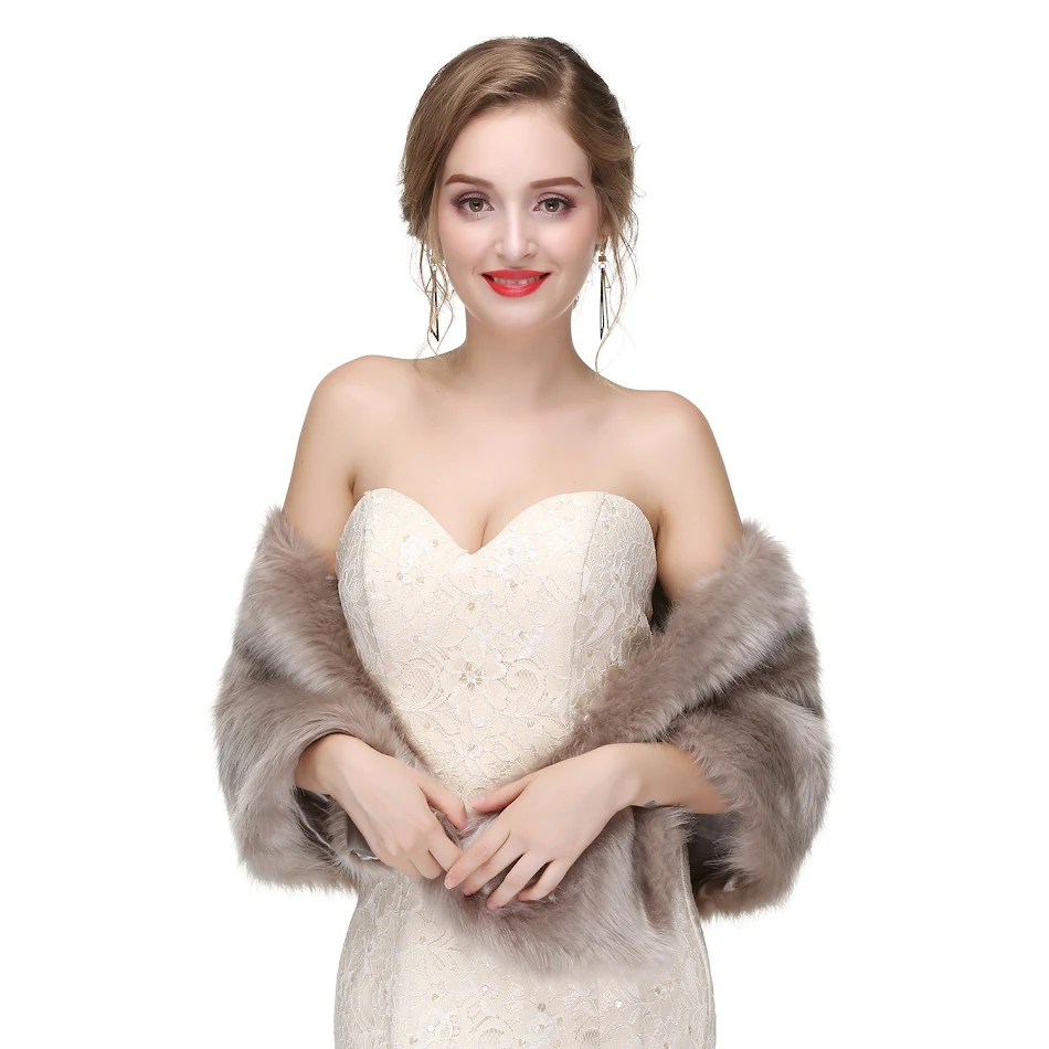 High-end trouwjurk winter warme bont sjaal