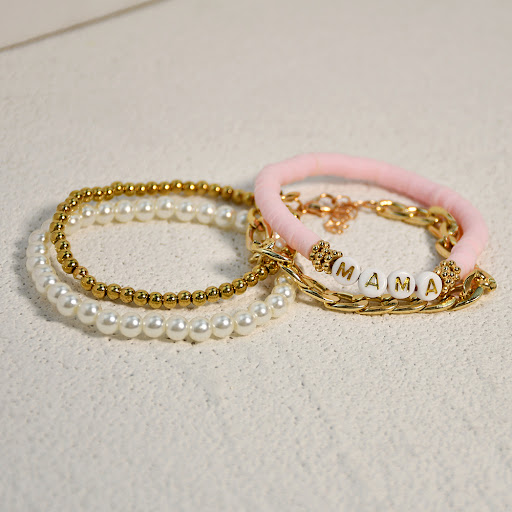 Title 4, Retro Ethnic Style Gold Bracelet Letter Polymer...