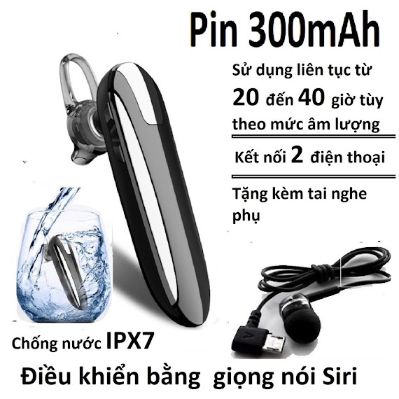 Tai Nghe Bluetooth Chống Nước X8 5.0, Kết Nối 2 Điện Thoại Cho Âm Thanh Cuộc Gọi ( Pin 300Mah, Chờ 90 Ngày, Nghe Nhạc 30H)