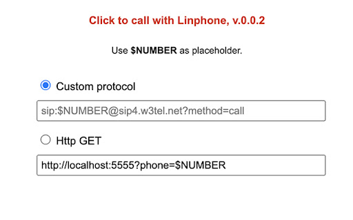 Click to call with Linphone