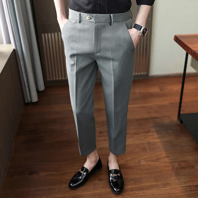 Pantalones Hombre Ice Silk Slim Fit Casuales de Negocios, Ajuste Delgado para una Comodidad Superior y Estilo Moderno, Ideales para Trabajo y Ocio.