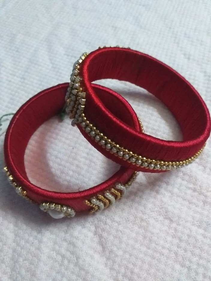 Red Silk Thread Bangle by Artists